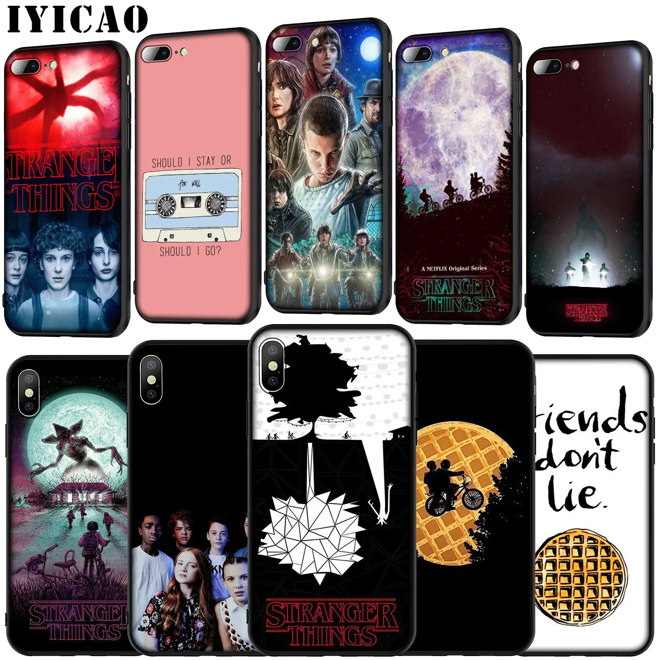 IYICAO stranger things poster Soft Silicone Cover Case for iPhone 11 Pro XR X XS Max 6 6S 7 8 Plus 5 5S SE Black TPU Phone |
