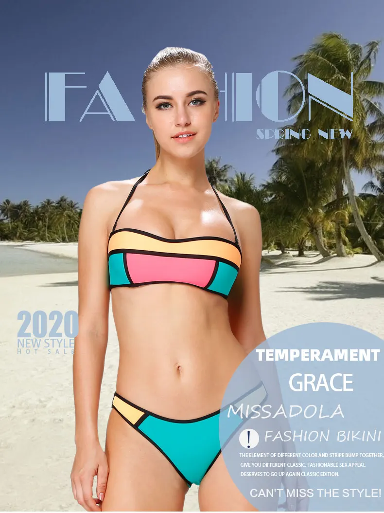 2020 hot new sexy women bikini girl candy colored beach swimsuit fashion beach resort suit bikini sets for women