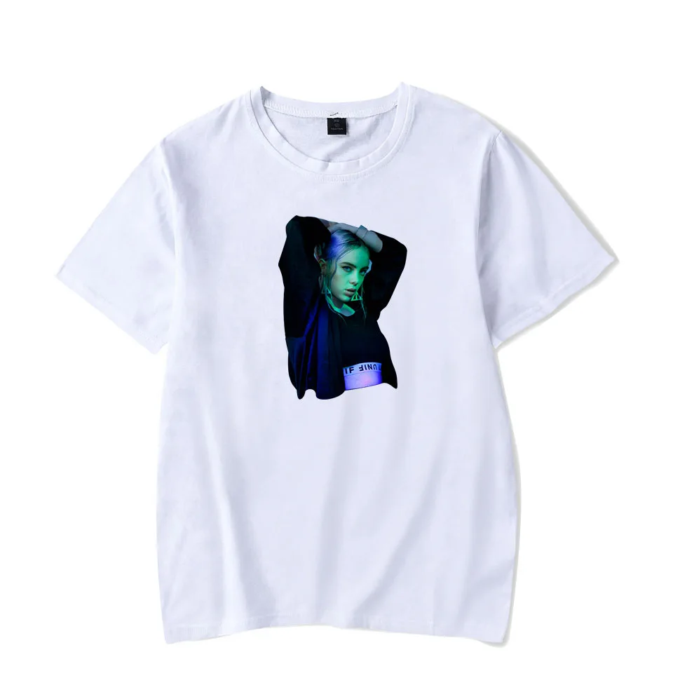 Billie Eilish, новинка, женская футболка, аниме, рисунок лица, футболки, футболка, Harajuku, короткий рукав, топ, Новое поступление, хип-хоп, повседневная, забавная футболка - Цвет: white - style 6