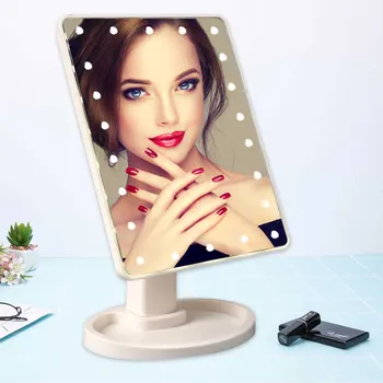 

22 LED Lights Makeup Mirror Touch-sensitive Control Led Vanity Mirror Portable 360 Degree Rotation Intelligent LED Makeup Mirror