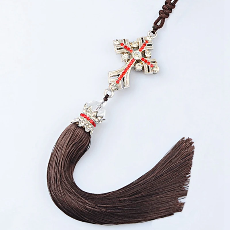 

Universial Car Pendant Crystal Diamond Cross Car Decoration Crucifix Automobile Rearview Mirror Christian Hanging Accessories