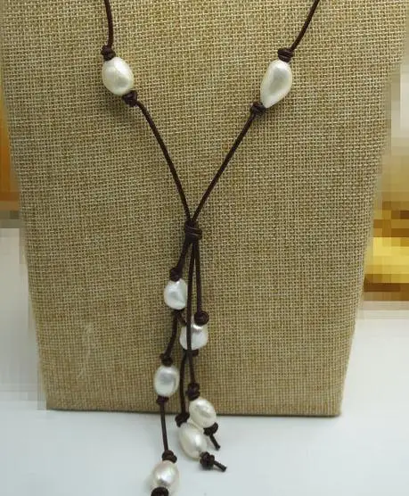 

Новое поступление, любимое жемчужное ожерелье, белый натуральный пресноводный жемчуг, черное кожаное ожерелье, модные ювелирные изделия, хороший подарок для леди