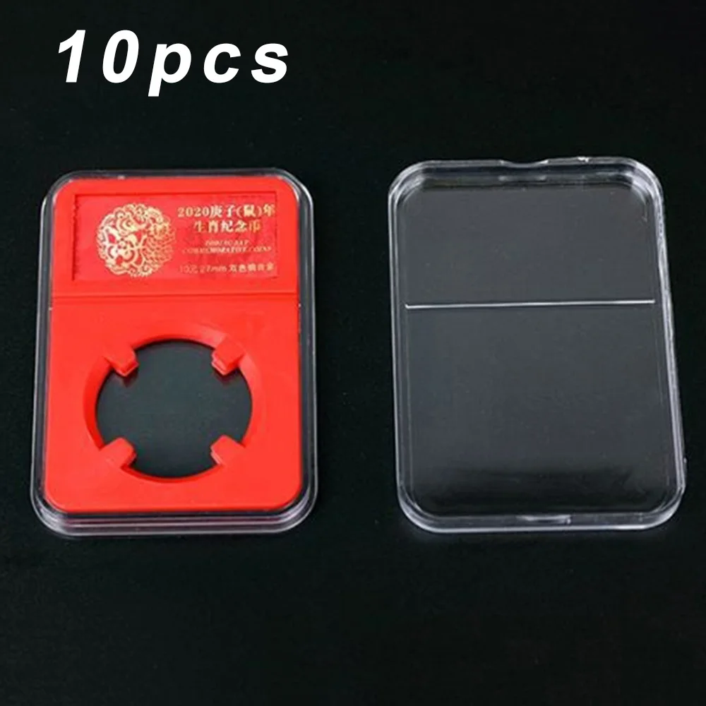 Durable beautiful 10X Zodiac Commemorative Coin Identification Box 27mm collectibles Protection Box high transparency 5.9*8.5cm