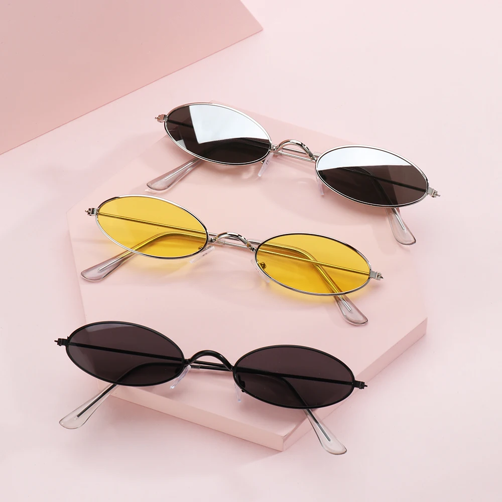 Gafas de sol ovaladas de Estilo Vintage para hombre y mujer, lentes de sol ovalados a la moda con montura pequeña, accesorios para ciclismo, 2021