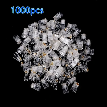 

1000pcs/set high quality Gold plated RJ45 Net Network Modular Plug Cat5 CAT5e Connector 8P8C utp Unshielded Modular Rj45 Plug