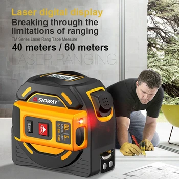 

2 In 1 Laser Distance Meter Range Finder 40M 60M Laser Tape Measure Digital Retractable 5m Laser Rangefinder Ruler Survey Tool