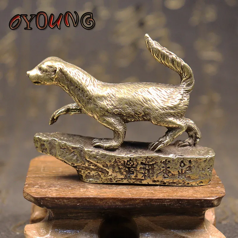 

Pure Copper Honey Badger Statue Vintage Home Decorations Crafts Accessories Desktop Ornaments Brass Animal Figurines Miniatures