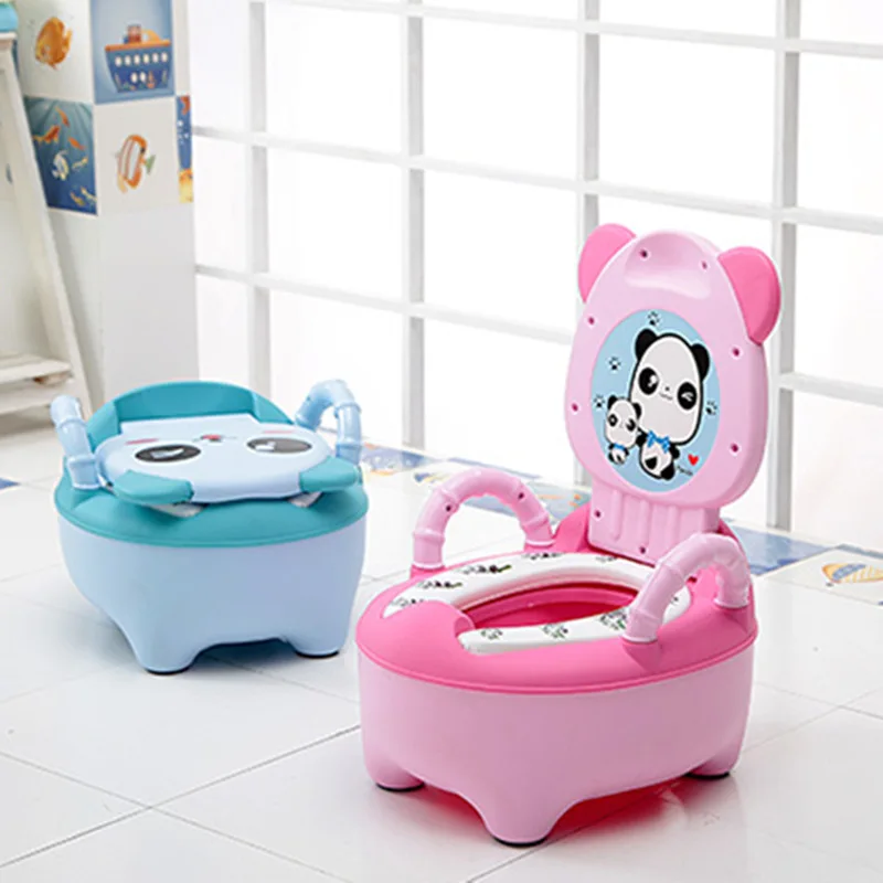 Orinal de Panda para bebé, asiento de inodoro de entrenamiento, respaldo cómodo, silla de WC, portátil, plegable, para niños y niñas