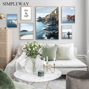 

Nordic Style Wall Art Picture Scandinavian Poster Ocean Coastal Seascape Canvas Print Nature Painting Modern Living Room Decor