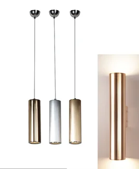 

LukLoy Gold Tube Pendant Light Gold Wall Tube Lamp GU10 Kitchen Island Pendant Lamp Dining Counter Suspension Lighting Fixture