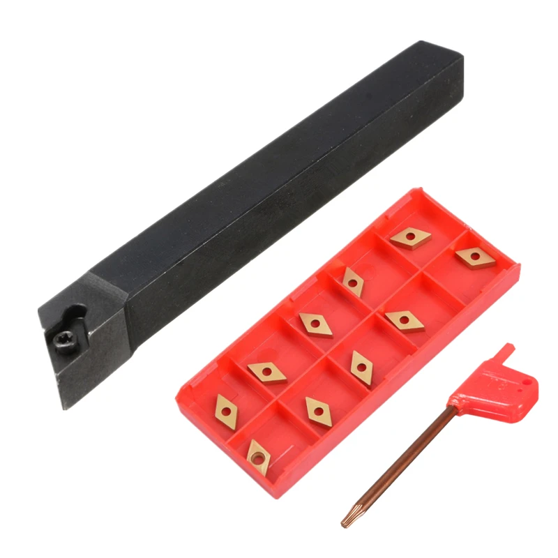 

10PC DCMT070204 Carbide insert+1PC SDJCR1010H07 SDJCR1212H07 SDJCR1616H07 SDJCL1010 1212 1616 CNC Cutting Tool Holder Lathe Set