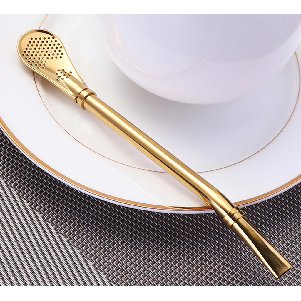 6 Colors Spoon Straw Tea Infuser Coffee Spoon Novelty Design for Bar, Milk Tea Shop, Home Kitchen, Coffee House 