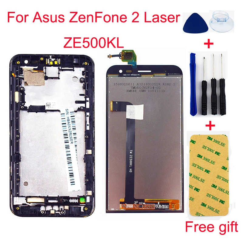 Скидка ЖК дисплей для Asus ZenFone 2 Laser ZE500KL ZE500KG Z00ED ЖК дисплей панель монитор Сенсорный экран дигитайзер сенсор сборка Рамка