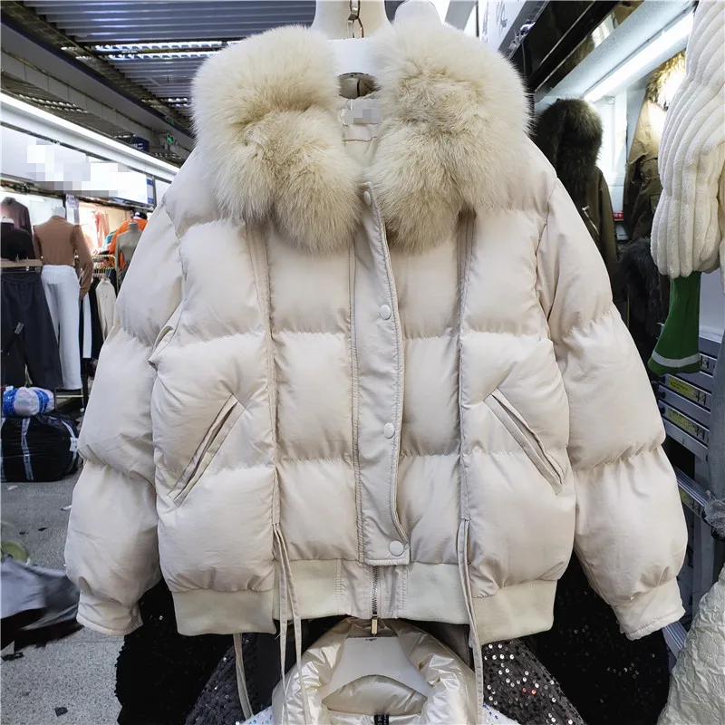 

Artificial Fur Parka Women 2020 Winter New Korean Style Loose Thickened Puffer Jacket Girls Outwears Femme Cotton -Padded
