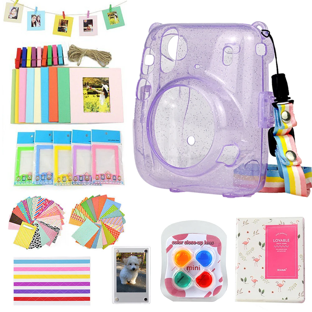 Drone Bags For Fujifilm Instax Mini 11 Instant Camera Mini Case Protective Bag + 64 Pockets Photo Album + Color Filter + Stickers + Frames hiking camera backpack Bags & Cases