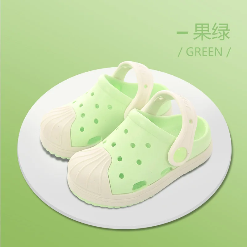 Fruit Green Baby Slippers Kids Boys and Girls Summer Fashion Children's Cartoon Cave Shoes Antiskid Infant Toddler Slippers Beach Flip Flops - Color: Fruit Green
