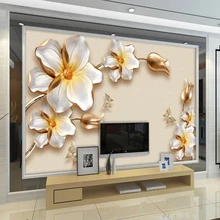 Пользовательские Настенные обои 3D роскошный золотой цветок ювелирные изделия ТВ фоновая стена