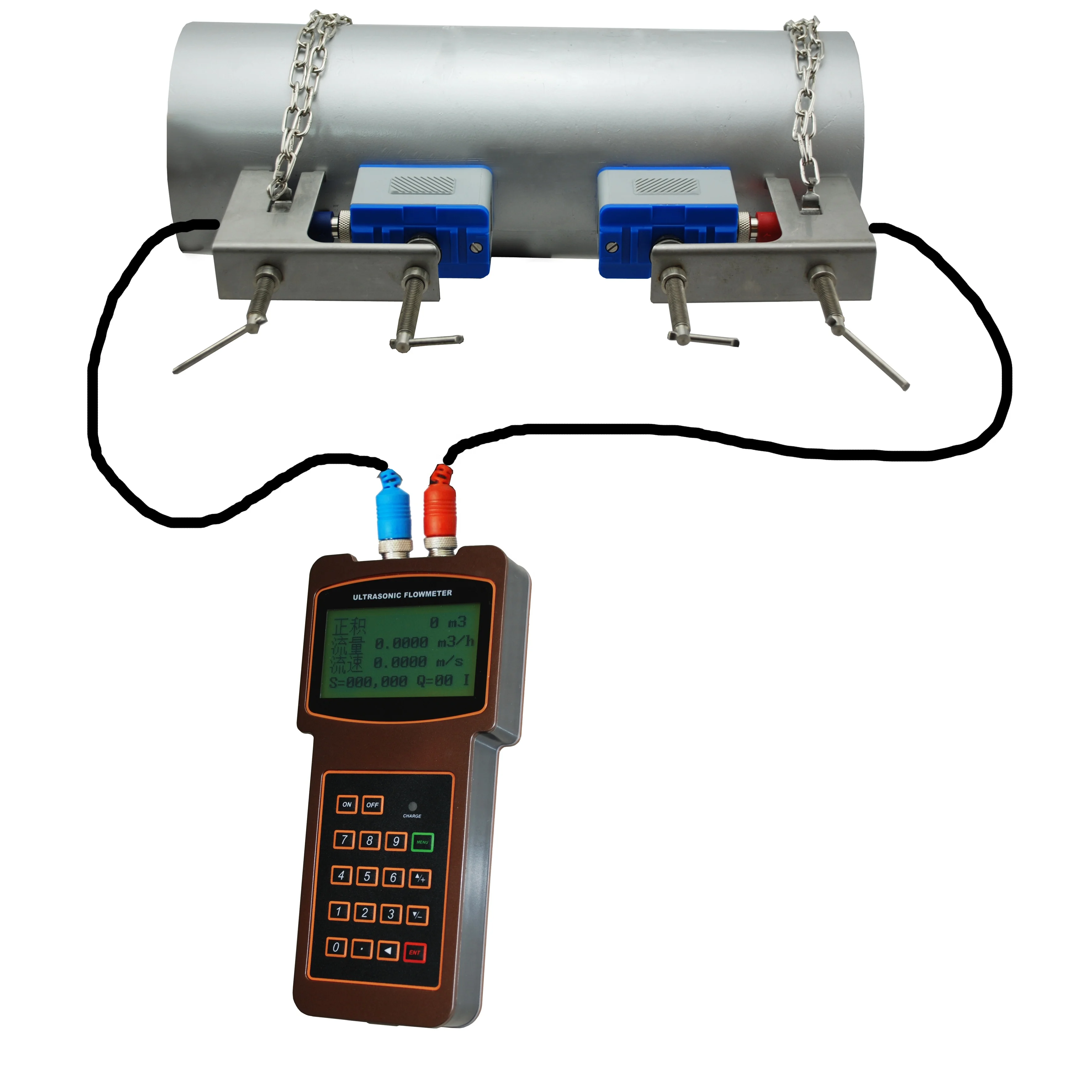 

Hand held Ultrasonic flow meter portable with RS232