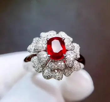 

Ruby Ring Pure 18 K Gold Jewelry Real Natural 1.01ct Red Ruby Diamond Jewelry Anniversary Female's Rings for Women's Fine Rings
