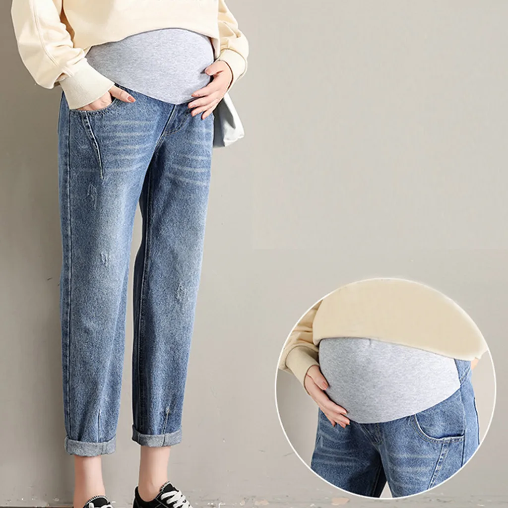 Pregnant Woman Jeans Maternity Pants Trousers Nursing Prop Belly Legging maternity pants