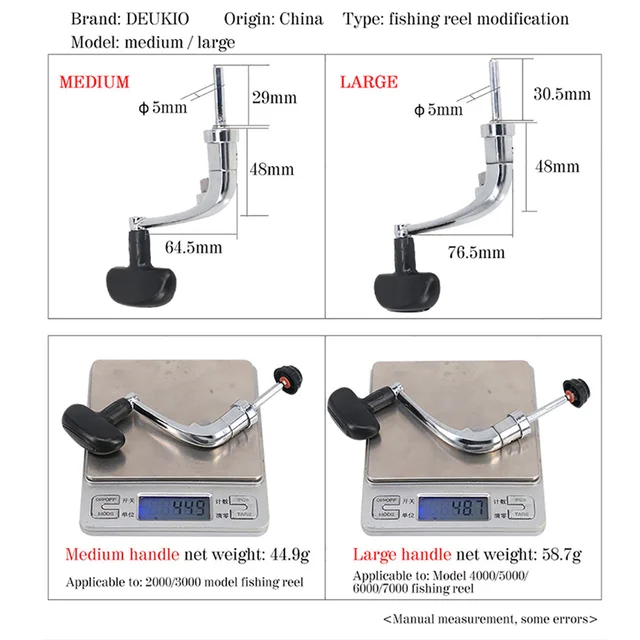 Deukio Durable Spinning Reel Handle Metal Fishing Spinning Reels