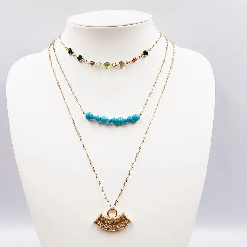 Женское многослойное длинное ожерелье с кристаллами в богемном стиле | Украшения