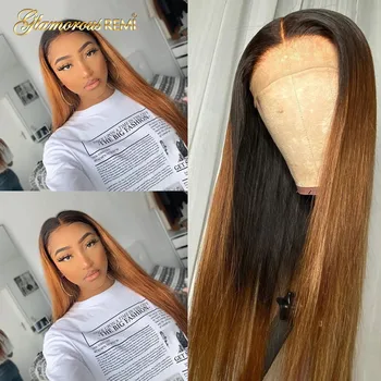 

Brazilian 13x4 Lace Front Human Hair Wigs With Baby Hair Ombre Straight Lace Front Wig Remy Hair 150% Preplucked Bleached Knots