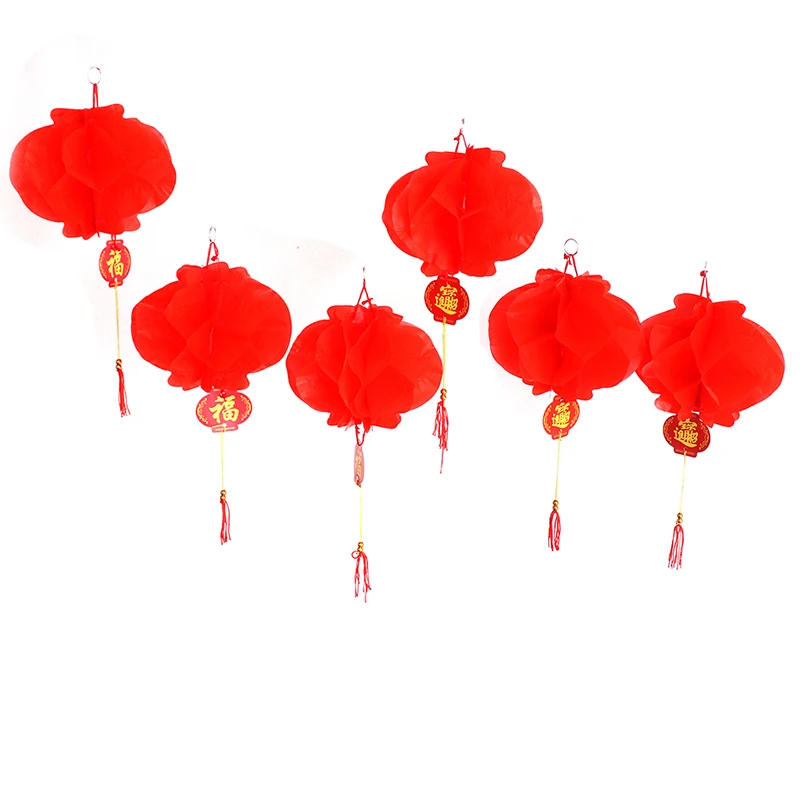 6 шт. год китайский бумажный фонарик фестиваль красный фонарь кулон рождественские украшения для дома украшения фонарь s