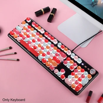 

104 Keys Retro Punk Home Office Mechanical Keyboard Silent Metal Accessory Gaming Universal For PC Desktop Ergonomic USB Wired