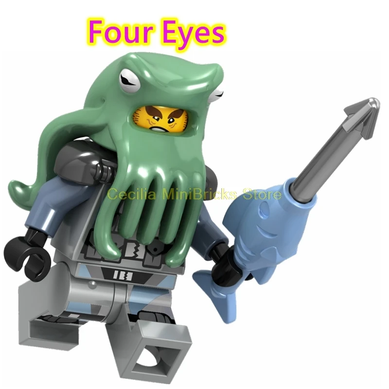 Four Eyes Ниндзя ня, Kai Lloyd Master Wu, милый мультяшный аниме, детские строительные блоки, кубики, Ninjagoed, игрушки ниндзя для детей - Цвет: Four Eyes