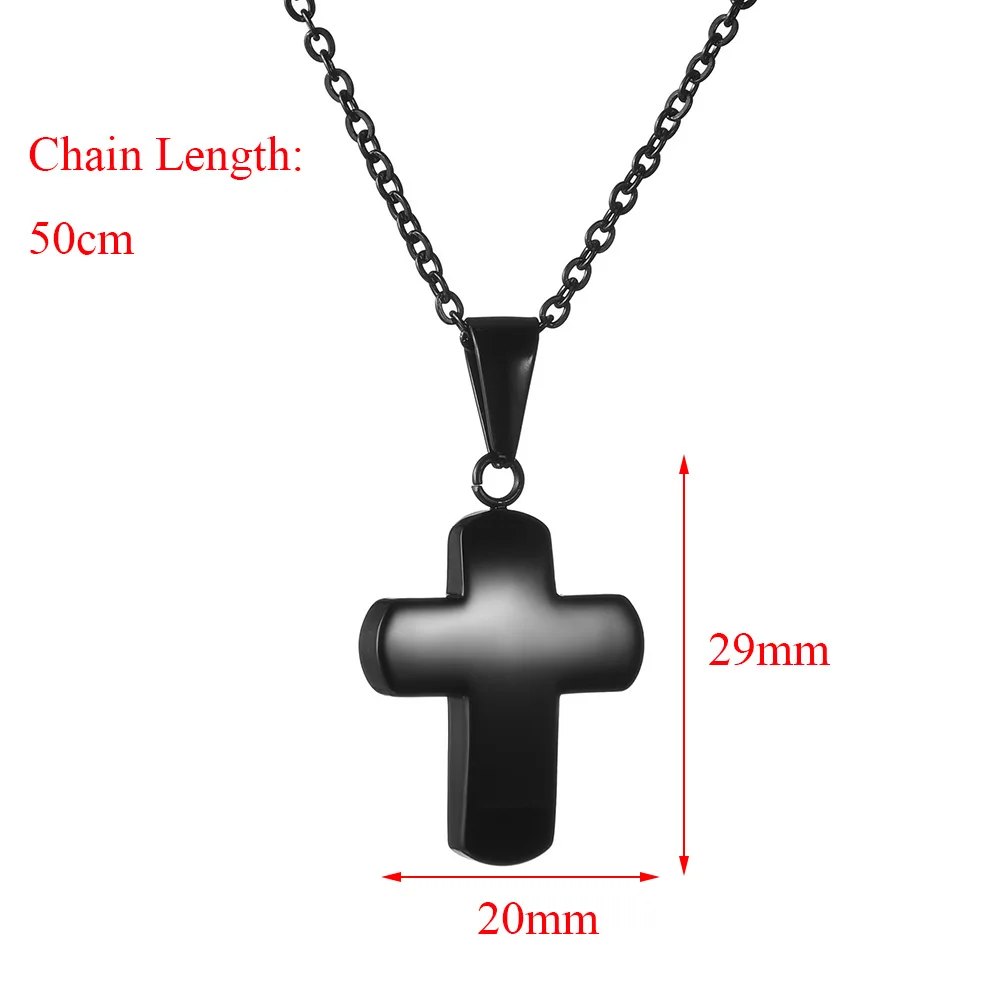 Elegant Stainless Steel Cross Necklace - Timeless Religious Pendant with 50cm Chain