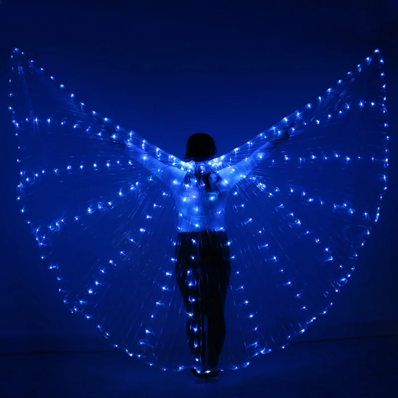 Alas De Ángel LED ISIS Para Danza Del Vientre – Alas De Mariposa Brillantes 360° – Accesorios Escenario, Halloween Y Carnaval (Blanco
