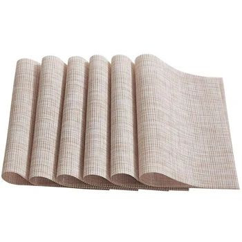 

Placemats Beige Place Mats Placemats Wipeable Easy to Clean Table Placemats Set of 6 for Dining Kitchen Restaurant Table
