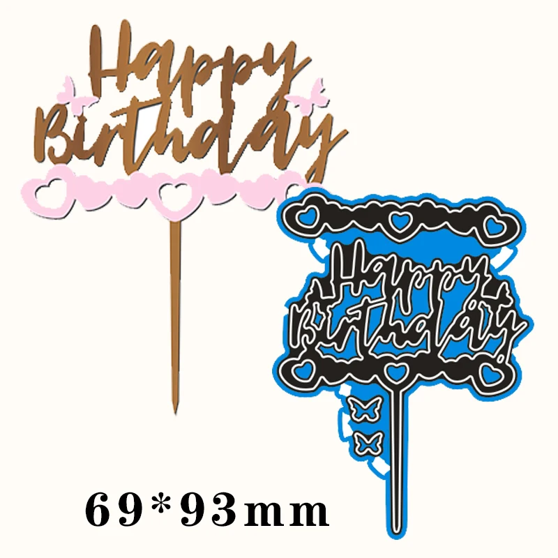 

Cutting Metal Dies Happy Birthday for 2020 New Stencils DIY Scrapbooking Paper Cards Craft Making New Craft Decoration 69*93mm