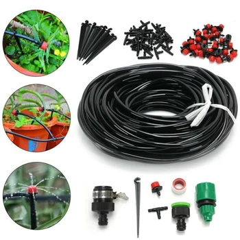 

40M Micro Drip Irrigation Watering Automatic Garden Plant Greenhouse System 40M Water Pipe Green Shunt Accessories