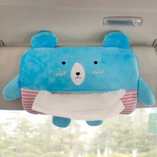 Универсальный милый тканевый чехол с изображением животных из мультфильмов, автомобильный солнцезащитный козырек, мягкий плюшевый чехол, держатель для бумажной коробки, авто органайзер, аксессуары