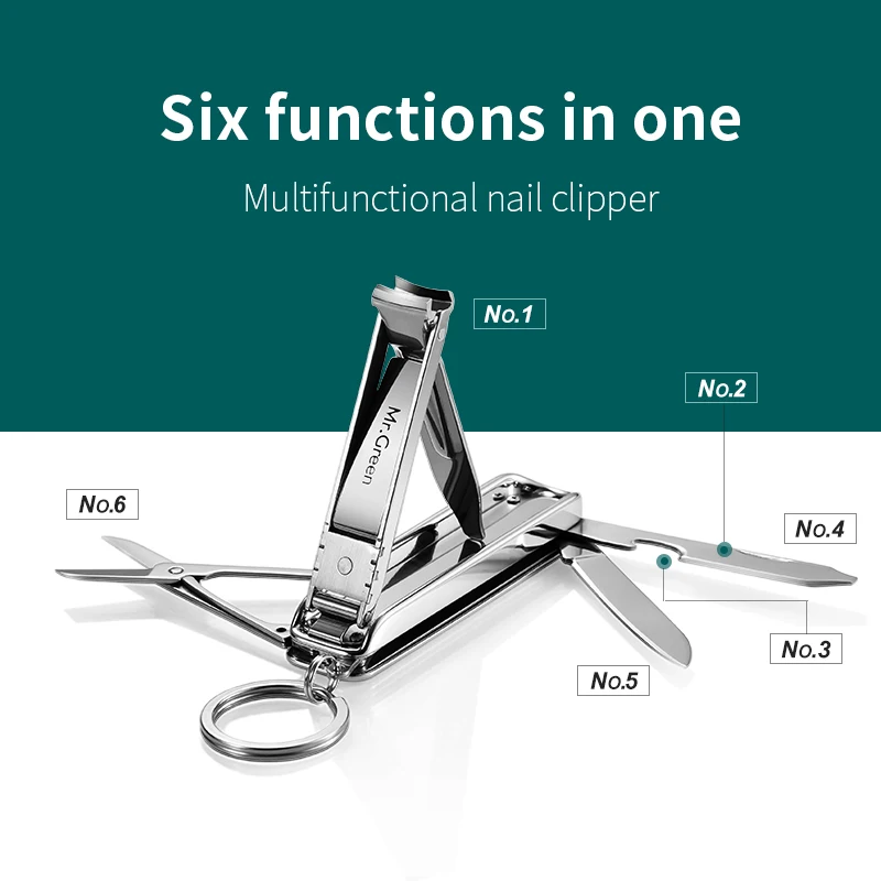 Multifunctional Nail Clipper Stainless Steel Six Functions Nail Files