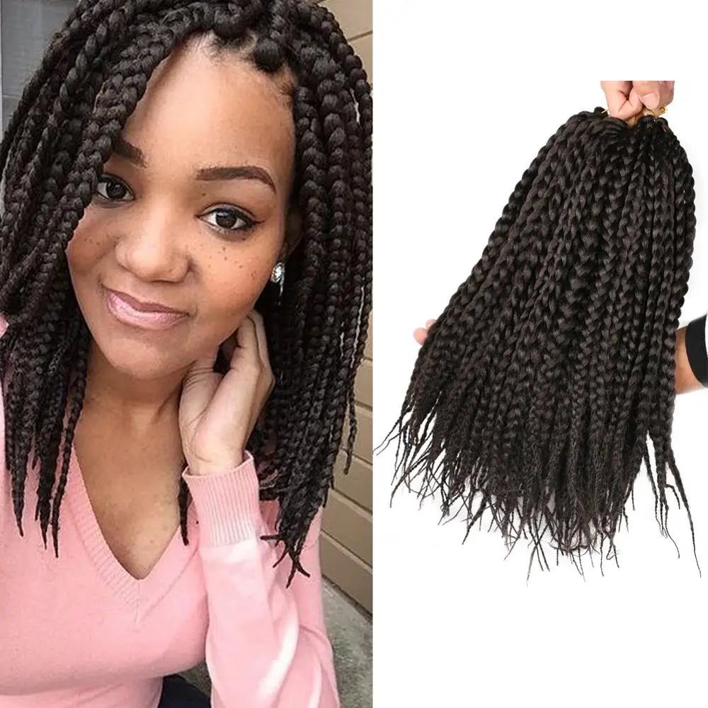 

MTMEI HAIR Short Box Braids Crochet Hair Synthetic Braiding Hair Extensions Black Brown Burgundy Crochet Braids 12"12Strands
