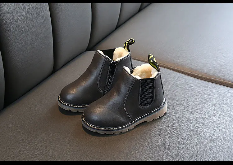 Winter Rain Boots Martin Boots Big Boy Children's Shoes Boys Short Boots England Leather Boots Girls Single Boots New