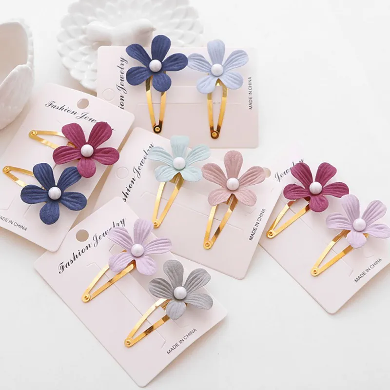 

Girls Hair Clips Cute Flower Shape With Pearl Design Hair Pin Set Children Hairpin Princess Hair Accessories