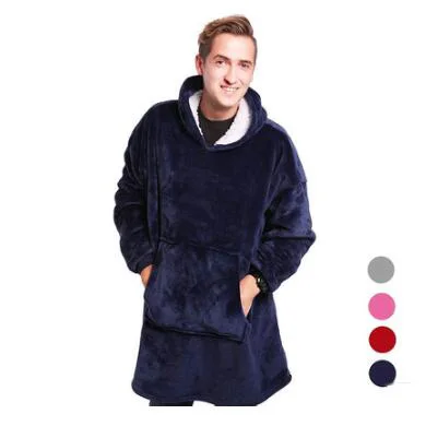 Зимнее уличное одеяло с капюшоном и карманами, теплая мягкая толстовка с капюшоном, халат, свитер, пуловер, Флисовое одеяло с рукавами