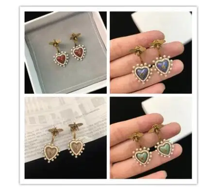 

Vintage Insects Heart Eardrop Epoxy Pearl Earrings Vintage Pop Jewelry