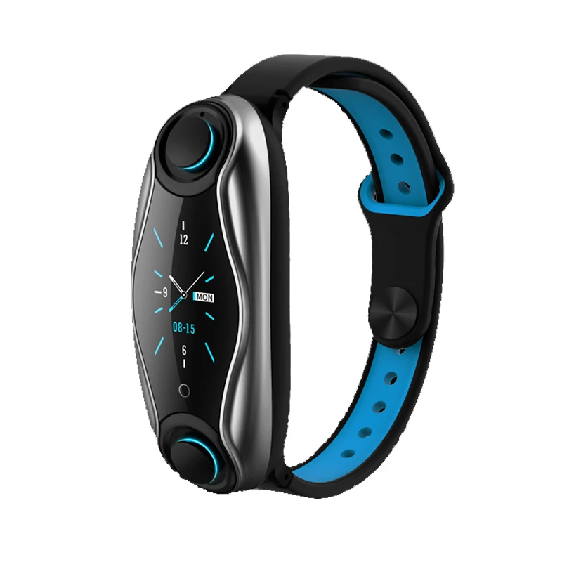 Black Blue-T90 ONEMIX, Модные Bluetooth наушники для ушей, сердечный ритм, мониторинг кислорода в крови, спортивный шаг, умный Браслет, напоминание о звонках - Цвет: Black Blue-T90