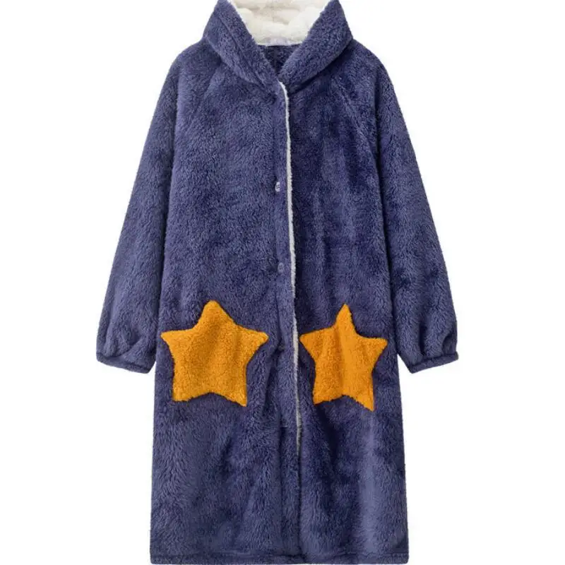 Winter-Blanket-with-Sleeve-Hooded-Hoodie-Women-Long-Sweatshirt-Female-Indoor-Pajama-Cardigan-Fleece-Jacket-Fannel. (4)