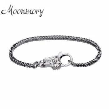 

Moonmory 2020 New 925 Sterling Silver Vintage Thai Silver Bracelet For Women Silver Buckle Bracelet For DIY Bead Jewelry Marking