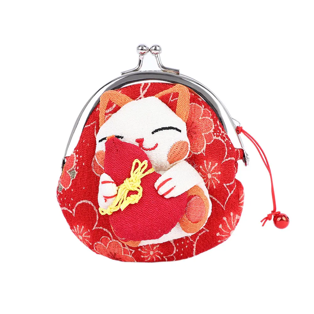 1 шт. Кошелек для монет в японском стиле Kawaii мультяшное кимоно Lucky Cat бумажник из ткани мешочек для детей Детские Чехлы для карт и ключей