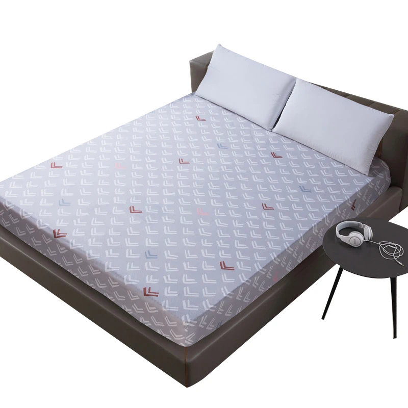

Protector Pad Waterproof Printing Bed Mattress Cover Waterproof Fitted Sheet Separated Water Bed Linens with Elastic Breathable