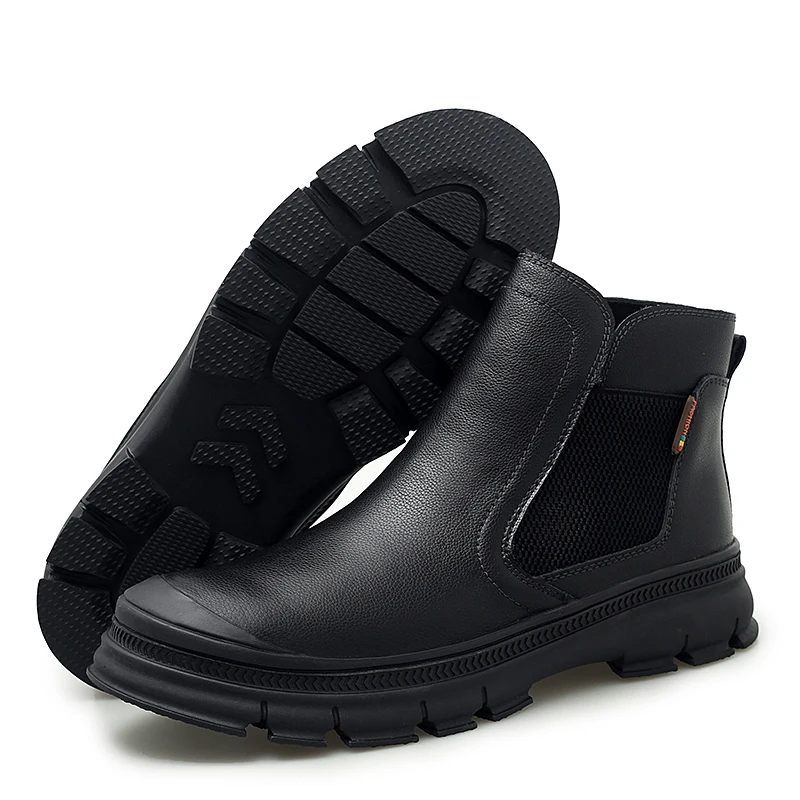New Chelsea Boots Men Autumn Early Winter Leather Quality Slip Ons Motorcycle Brand Man Warm Shoes Fashion Mens Boots CHANGTU