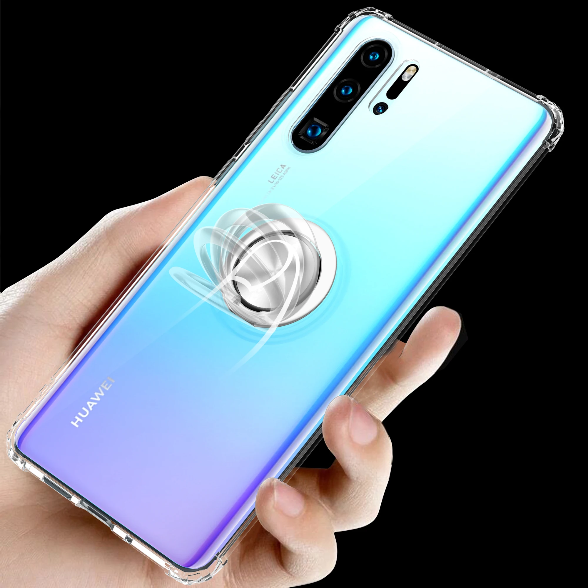Прозрачный Чехол с магнитным кольцом для huawei Honor 8A 7A 10i 8C 7S 8X Max прозрачный противоударный Прозрачный чехол для huawei Honor 8 C X Max 7 A S - Цвет: Прозрачный
