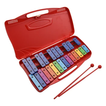25 노트 Glockenspiel 실로폰 타악기 리듬 뮤지컬 교육 교육 악기 장난감 케이스 2 Mallets for Kids Baby